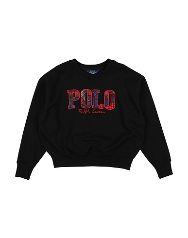 POLO RALPH LAUREN Sweatshirt Plaid Logo Fleece Sweatshirt
 Black 60% Cotton, 40% Recycled polyester