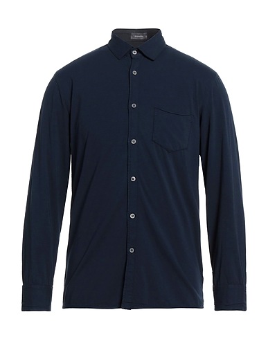 ROSSOPURO Solid colour shirt Navy blue 93% Cotton, 7% Elastane