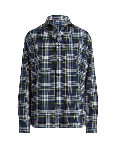 POLO RALPH LAUREN Checked shirt RELAXED FIT PLAID COTTON TWILL SHIRT Navy 100% Cotton