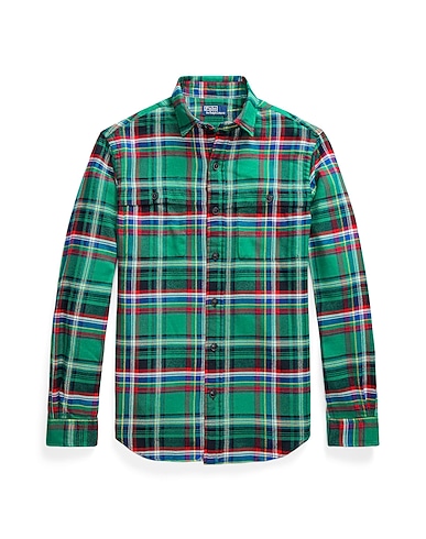 POLO RALPH LAUREN Checked shirt  CLASSIC FIT PLAID TWILL WORKSHIRT 
 Green 100% Cotton