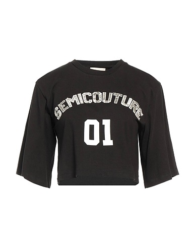 SEMICOUTURE Crop top Black 100% Polyester