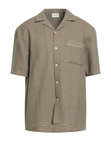 DRÔLE DE MONSIEUR チェック柄シャツ ダークブラウン コットン 100%