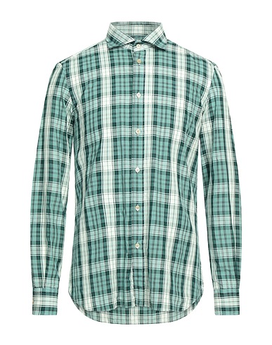 BOGLIOLI Checked shirt Green 84% Cotton, 16% Linen