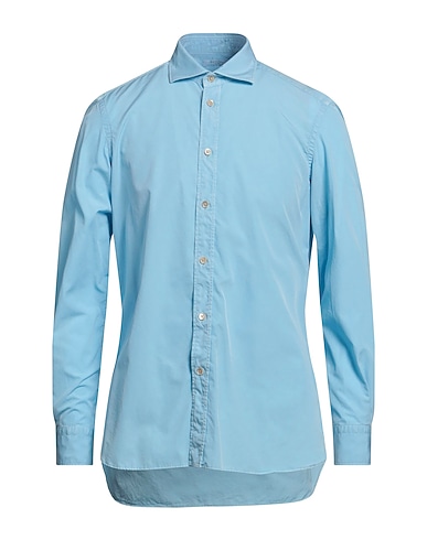 BOGLIOLI Solid colour shirt Azure 100% Cotton