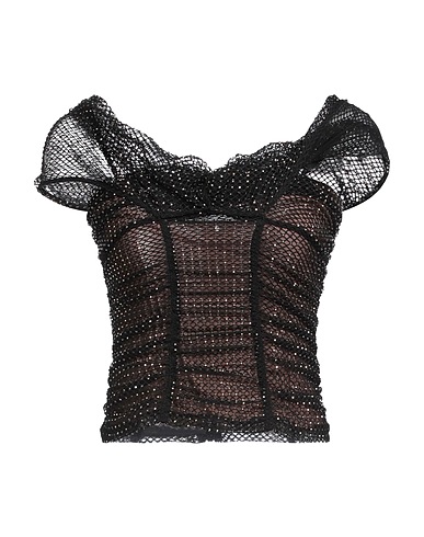 SELF-PORTRAIT Top Black 96% Polyester, 4% Elastane