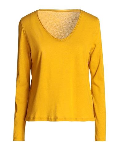 MAJESTIC FILATURES Basic T-Shirt Mustard 70% Cotton, 30% Cashmere