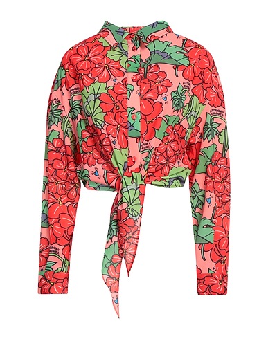 ALESSANDRO ENRIQUEZ Floral shirts & blouses Red 98% Polyester, 2% Elastane