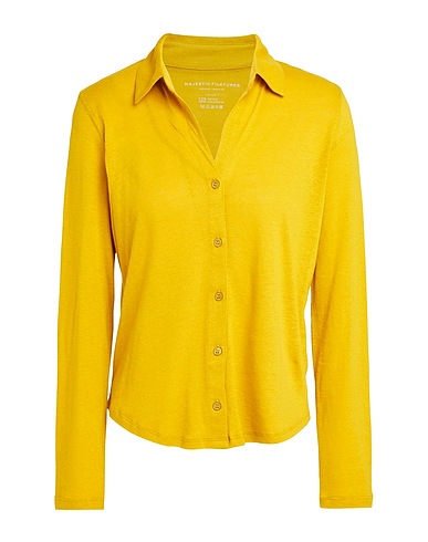 MAJESTIC FILATURES Solid color shirts & blouses Mustard 70% Cotton, 30% Cashmere