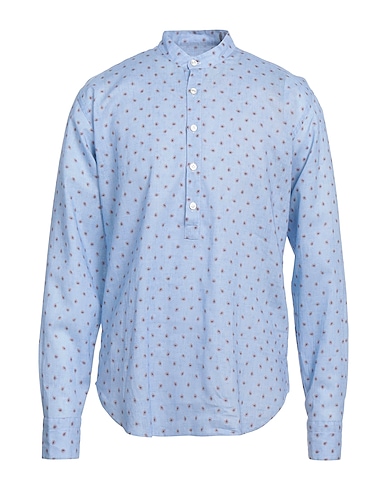 GIANNETTO PORTOFINO Camicia fantasia Celeste 55% Lino, 45% Cotone