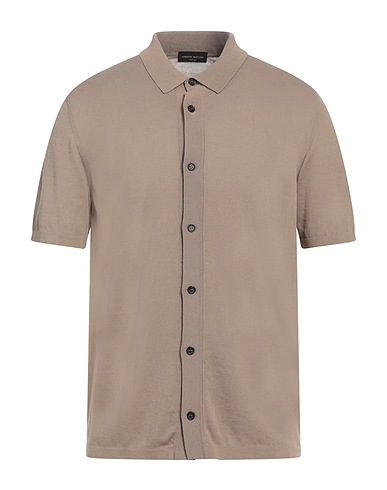 ROBERTO COLLINA Solid colour shirt Khaki 100% Cotton