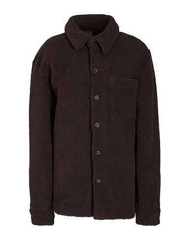 8 by YOOX Hemden und Blusen einfarbig TEDDY OVER JACKET
 Dunkelbraun 90% Recyceltes Polyester, 10% Polyester
