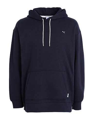 PUMA Hooded track jacket  Navy blue 97% Cotton, 3% Elastane