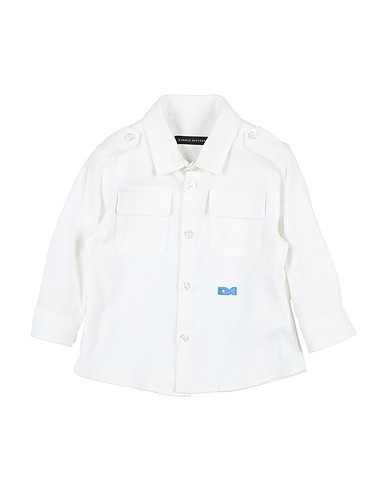 DANIELE ALESSANDRINI Patterned shirt Ivory 55% Viscose, 45% Linen