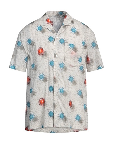 WOOD WOOD Patterned shirt Light grey 100% Cotton