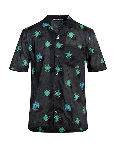 WOOD WOOD Patterned shirt Midnight blue 100% Cotton