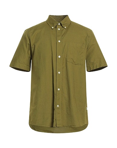 WOOD WOOD Solid color shirt Military green 100% Cotton