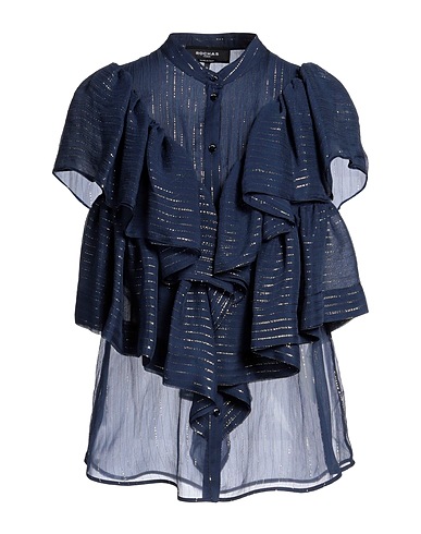 ROCHAS ストライプ柄シャツ ミッドナイトブルー シルク 97% / 金属化ポリエステル 3%