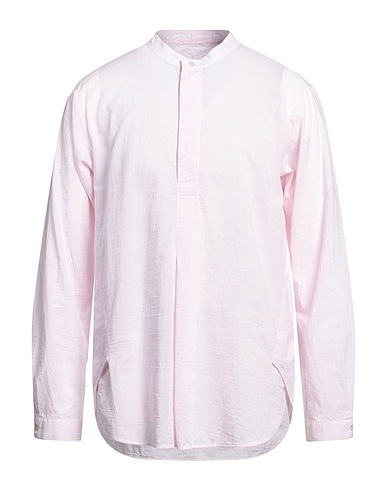 BRIAN DALES Striped shirt Pink 97% Cotton, 3% Linen