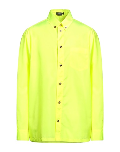 VERSACE Solid color shirt Yellow 100% Polyester