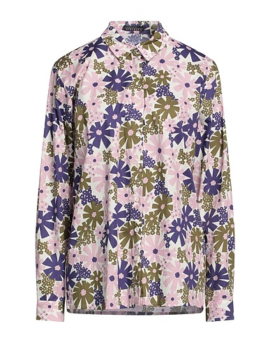 LAURA URBINATI Floral shirts & blouses Mauve 97% Cotton, 3% Elastane