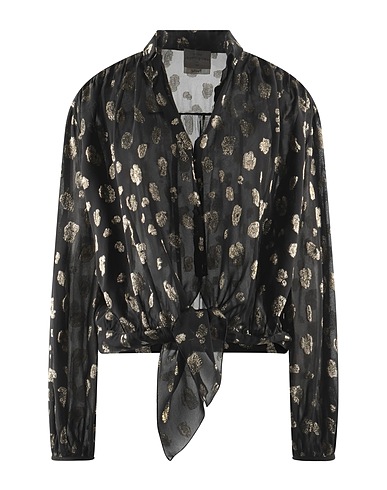 FORTE_FORTE Patterned shirts & blouses Black 96% Viscose, 4% Metallic Polyester