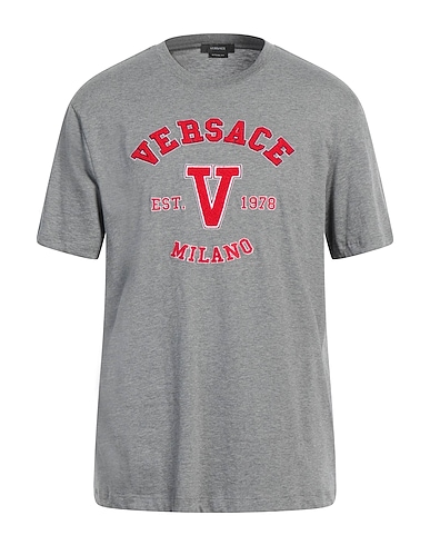 VERSACE T-shirt Grey 100% Cotton, Polyester, Acrylic, Wool