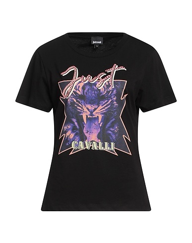 JUST CAVALLI T-shirt Black 100% Cotton, Glass