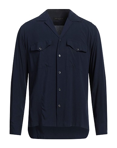BRIAN DALES Solid colour shirt Navy blue 100% Viscose