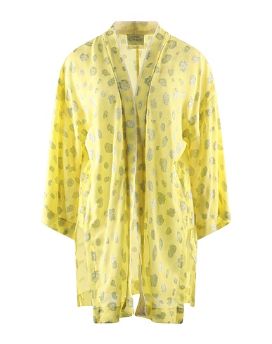 FORTE_FORTE Full-length jacket Yellow 96% Viscose, 4% Metallic Polyester