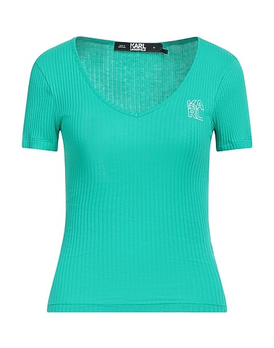 KARL LAGERFELD Basic T-shirt Emerald green 100% Organic cotton