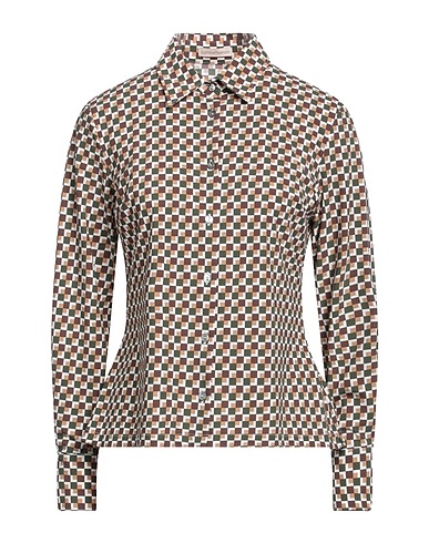 CAMICETTASNOB Patterned shirts & blouses Dark brown 86% Polyamide, 14% Elastane