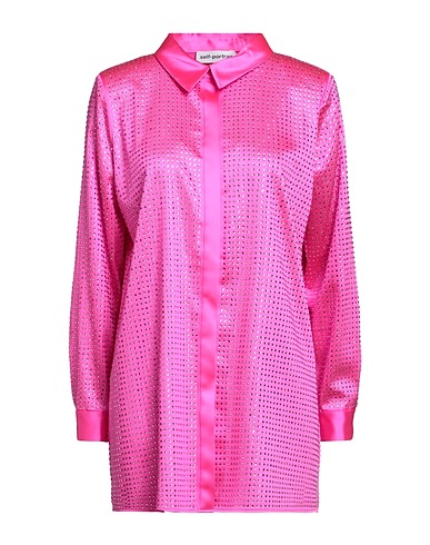 SELF-PORTRAIT Shirts Fuchsia 97% Polyester, 3% Elastane
