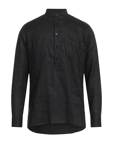 PT Torino Solid colour shirt NERO 100% Linen