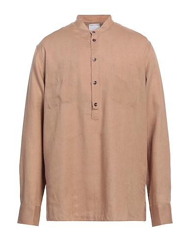 PT Torino Solid colour shirt CAMMELLO 100% Linen