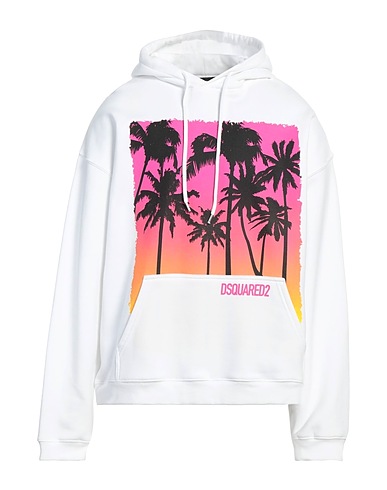 DSQUARED2 Hooded track jacket  White 100% Cotton, Elastane