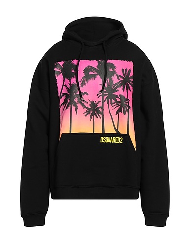 DSQUARED2 Hooded track jacket  Black 100% Cotton, Elastane