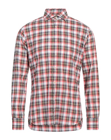 ALESSANDRO GHERARDI Checked shirt Salmon pink 90% Cotton, 10% Linen