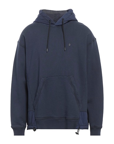 DONDUP Hooded track jacket  Navy blue 100% Cotton, Polyamide, Elastane