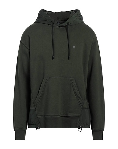 DONDUP Hooded track jacket  Military green 100% Cotton, Polyamide, Elastane