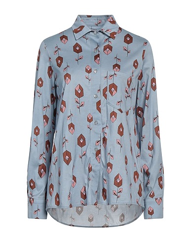 CIRCOLO 1901 Chemises et chemisiers fantaisie Bleu-gris 100% Coton