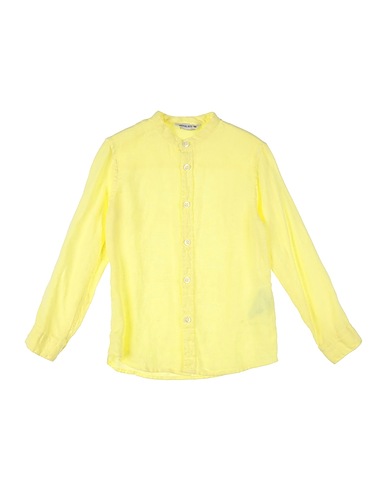 MANUEL RITZ Solid colour shirt Yellow 100% Linen