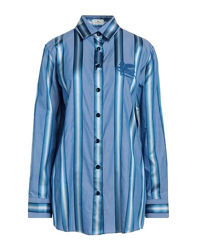 ETRO Striped shirt Light blue 70% Cotton, 28% Viscose, 2% Silk
