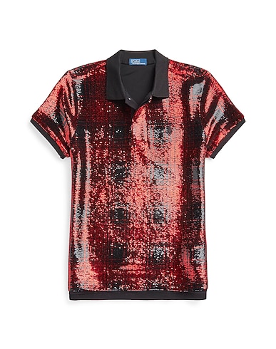 POLO RALPH LAUREN Polo shirt  PLAID SEQUINED POLO SHIRT 
 Red 100% Cotton