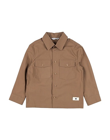 MANUEL RITZ Solid colour shirt Khaki 97% Cotton, 3% Elastane