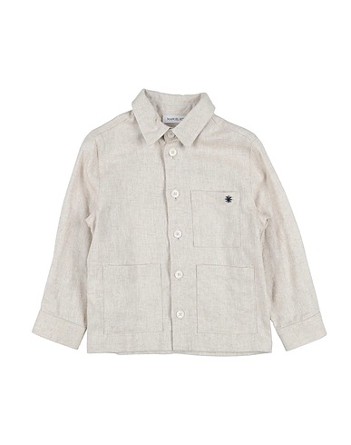 MANUEL RITZ Hemd mit Muster Beige 55% Leinen, 45% Baumwolle