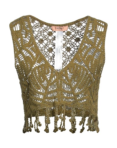 TWINSET Top Verde militare 100% Cotone