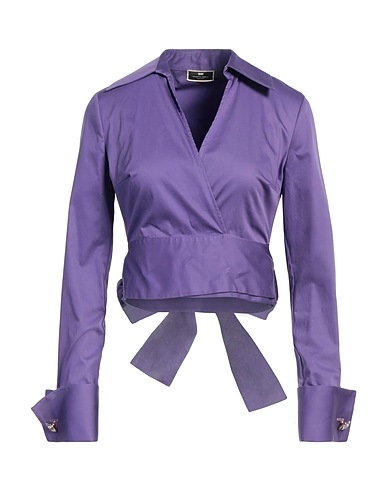 ELISABETTA FRANCHI Solid colour shirts & blouses Purple 98% Cotton, 2% Elastane