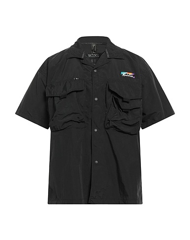 MANASTASH Camicia tinta unita Nero 100% Nylon, Poliestere