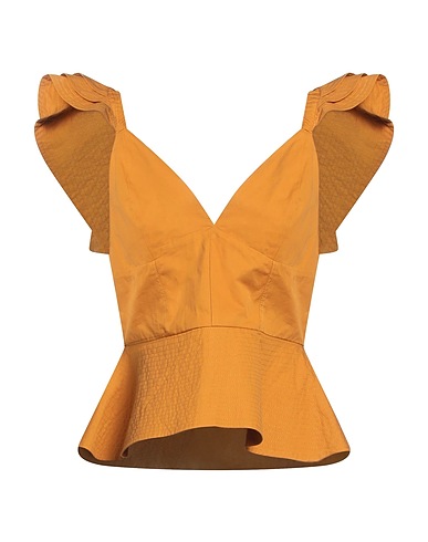 WEILI ZHENG Top Giallo ocra 100% Cotone