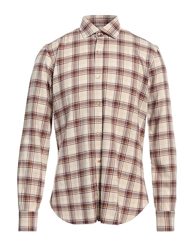 DANDYLIFE by BARBA Checked shirt Beige 100% Cotton